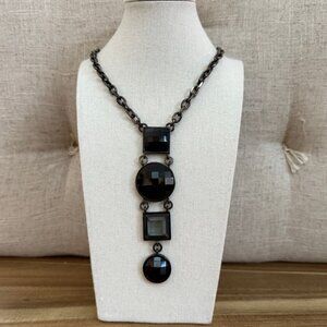 Dyrberg/Kern Sonia Swaovski crystal, Jet, and faceted glass necklace in gunmetal